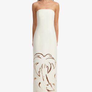 LEO LIN Rayna Palm Bustier Maxi Dress